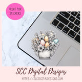 Easter Egg Floral Bouquet Stickers PNGs for Digital and Printable Planners, Bullet Journals, Scrapbooking, Laptops, Spring Flowers