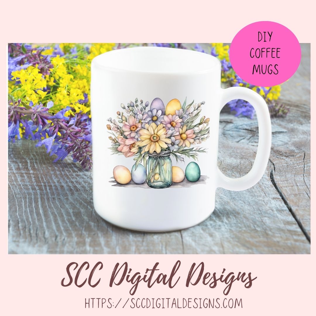 Easter Egg Floral Bouquet Stickers PNGs for Digital and Printable Planners, Bullet Journals, Scrapbooking, Laptops, Spring Flowers