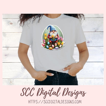Easter Gnome Sticker Set for Digital Planners, Journals, Notes, and Scrapbooking, Printable Planner Spring Embellishments, Instant Download Pre-Cropped Goodnotes Compatible PNG Images