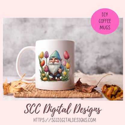 Cute Easter Gnomes Stickers PNGs for Digital and Printable Planners, Bullet Journals, Scrapbooking, Laptops, Gnome Lover Gift for Women