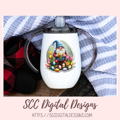 Easter Gnome Sticker Set for Digital Planners, Journals, Notes, and Scrapbooking, Printable Planner Spring Embellishments, Instant Download Pre-Cropped Goodnotes Compatible PNG Images