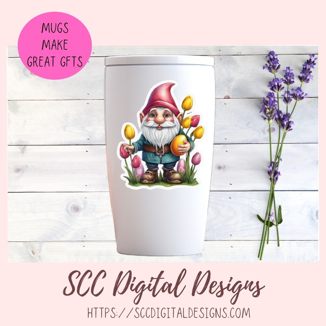 Easter Gnome Sticker Set for Digital Planners, Journals, Notes, and Scrapbooking, Printable Planner Spring Embellishments, Instant Download Pre-Cropped Goodnotes Compatible PNG Images