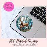 Stained Glass PNG Sticker Pack for Digital and Printable Planners, Journals, Notebooks & Digital Scrapbooking, Deer & Elk Car Decals, Instant Download Pre-Cropped Goodnotes Compatible PNG Images