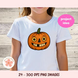 Halloween Folk Art&nbsp; PNG Bundle, 24 Scene Creator Clipart Images, Retro Spooky Pumpkin, Witch, Skeleton, Bat, Cat Clip Art PNG for Printable &amp; Digital Stickers