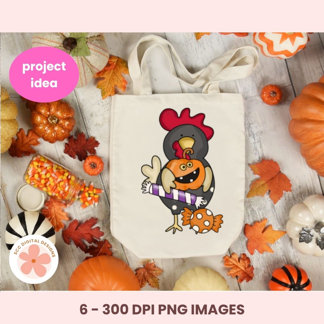 Funky Halloween Chicken PNG Clipart 6 images in 300 dpi png format