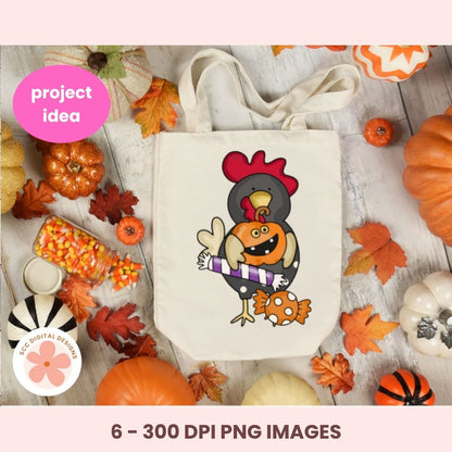 Funky Halloween Chicken PNG Clipart 6 images in 300 dpi png format
