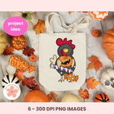 Funky Halloween Chicken PNG Clipart 6 images in 300 dpi png format