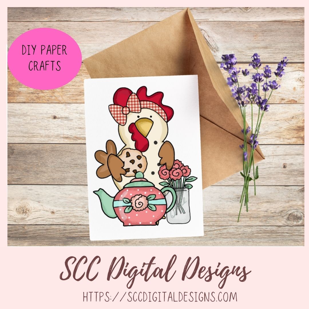 Funky Chicken Tea Party PNG 6 designs in 300 dpi png format
