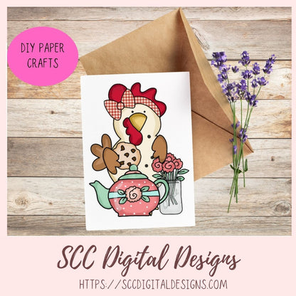 Funky Chicken Tea Party PNG 6 designs in 300 dpi png format