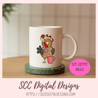 Funky Chicken Tea Party PNG 6 designs in 300 dpi png format
