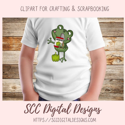 Funny Frogs Clipart, Dancing Gardening Frog, Veggies, Flower, Gardening Tools, Seeds for DIY Cute Stickers for Kids Frog PNG for Sublimation