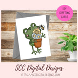 Funny Frogs Clipart, Dancing Gardening Frog, Veggies, Flower, Gardening Tools, Seeds for DIY Cute Stickers for Kids Frog PNG for Sublimation