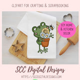 Funny Frogs Clipart, Dancing Gardening Frog, Veggies, Flower, Gardening Tools, Seeds for DIY Cute Stickers for Kids Frog PNG for Sublimation