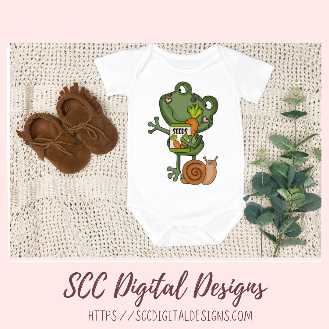 Funny Frogs Clipart, Dancing Gardening Frog, Veggies, Flower, Gardening Tools, Seeds for DIY Cute Stickers for Kids Frog PNG for Sublimation