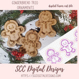 Magical Gingerbreads: Exclusive Gingerbread Trio of Ornaments SVG Laser Designs for Glowforge & Laser Cutters, Instant Download Digital Woodworking Pattern