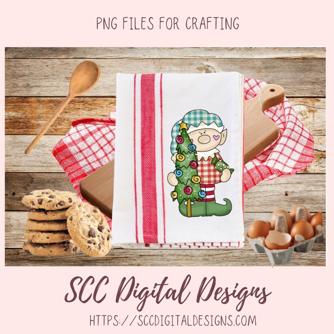 Christmas Elves Clipart, Trees Candy Gingerbread Cookie Clip Art for Sublimation, Happy Elf PNG for Stickers for Kids and Paper Crafting