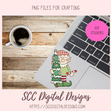 Christmas Elves Clipart, Trees Candy Gingerbread Cookie Clip Art for Sublimation, Happy Elf PNG for Stickers for Kids and Paper Crafting
