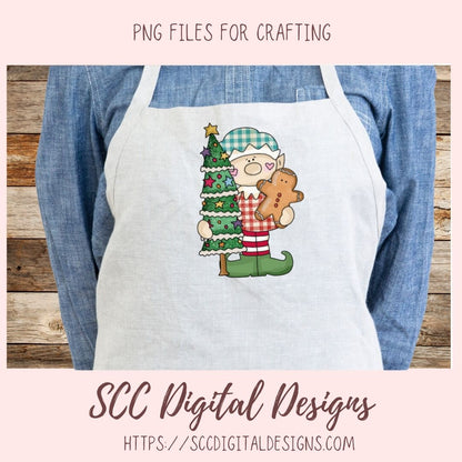 Christmas Elves Clipart, Trees Candy Gingerbread Cookie Clip Art for Sublimation, Happy Elf PNG for Stickers for Kids and Paper Crafting