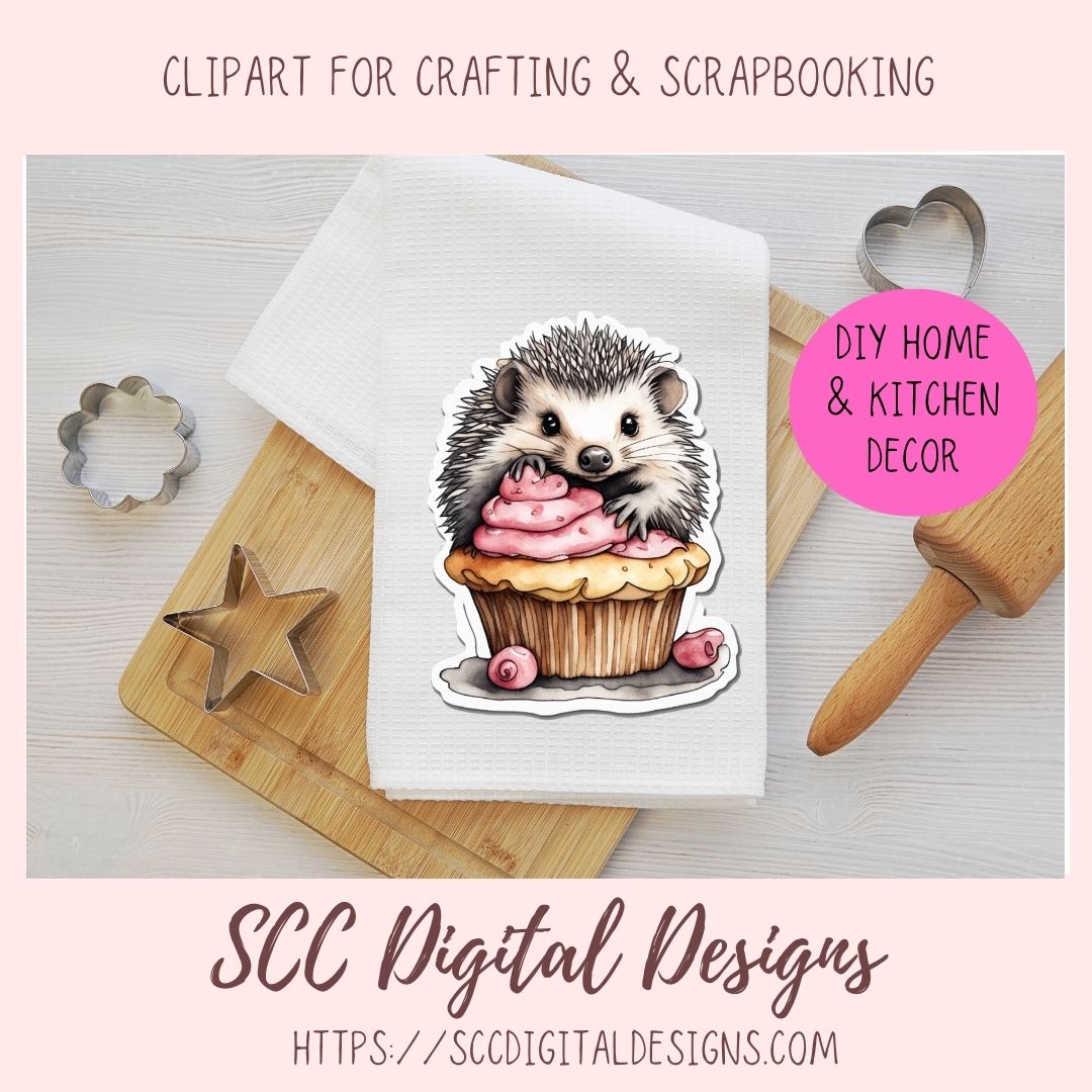 Birthday Clipart, Cute Hedgehogs and Cupcake PNG Designs for Printable & Digital Stickers, Planner Accessories, Scrapbook Elements, Junk Journaling and Paper Crafting & More!