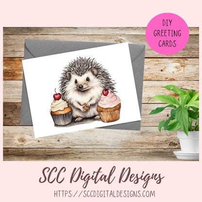 Birthday Clipart, Cute Hedgehogs and Cupcake PNG Designs for Printable & Digital Stickers, Planner Accessories, Scrapbook Elements, Junk Journaling and Paper Crafting & More!