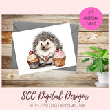 Birthday Clipart, Cute Hedgehogs and Cupcake PNG Designs for Printable & Digital Stickers, Planner Accessories, Scrapbook Elements, Junk Journaling and Paper Crafting & More!