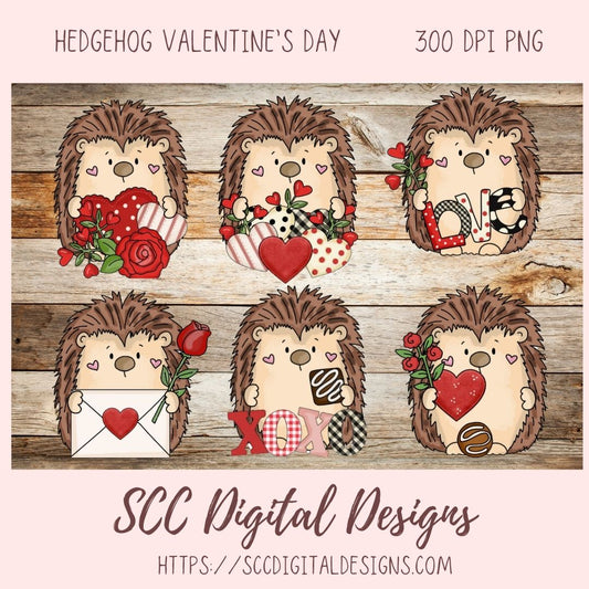 Valentine PNG Bundle, Cute Hedgehog Clipart for Sublimation for Stickers Whimsical Wildlife Clip Art for Wall Art Greeting Cards & Gift Tags