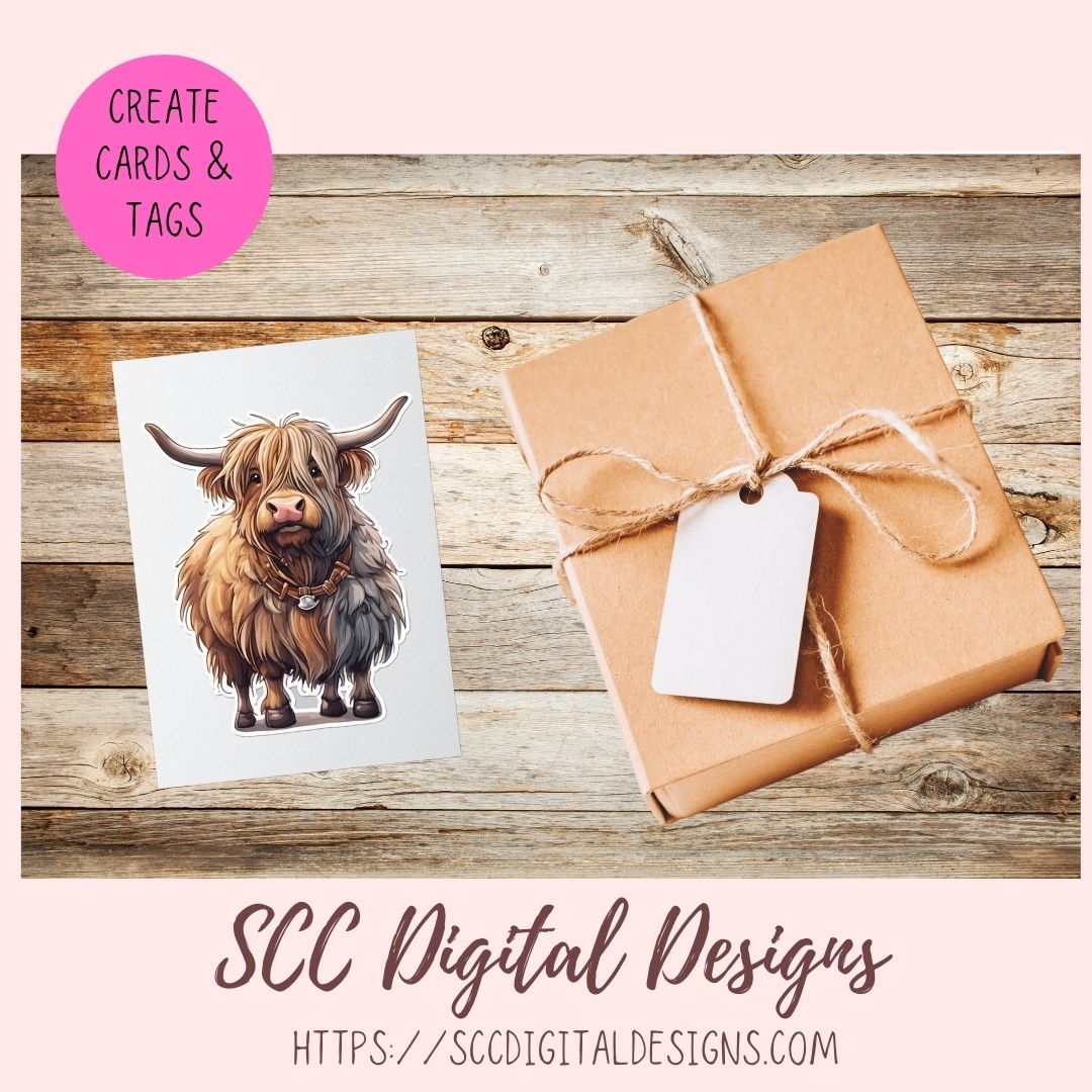 Highland Cows Sticker Pack for Digital Planners, Journals, Notes & Digital Scrapbooking, DIY Cow Lover Decals, Instant Download Pre-Cropped Goodnotes Compatible PNG Images