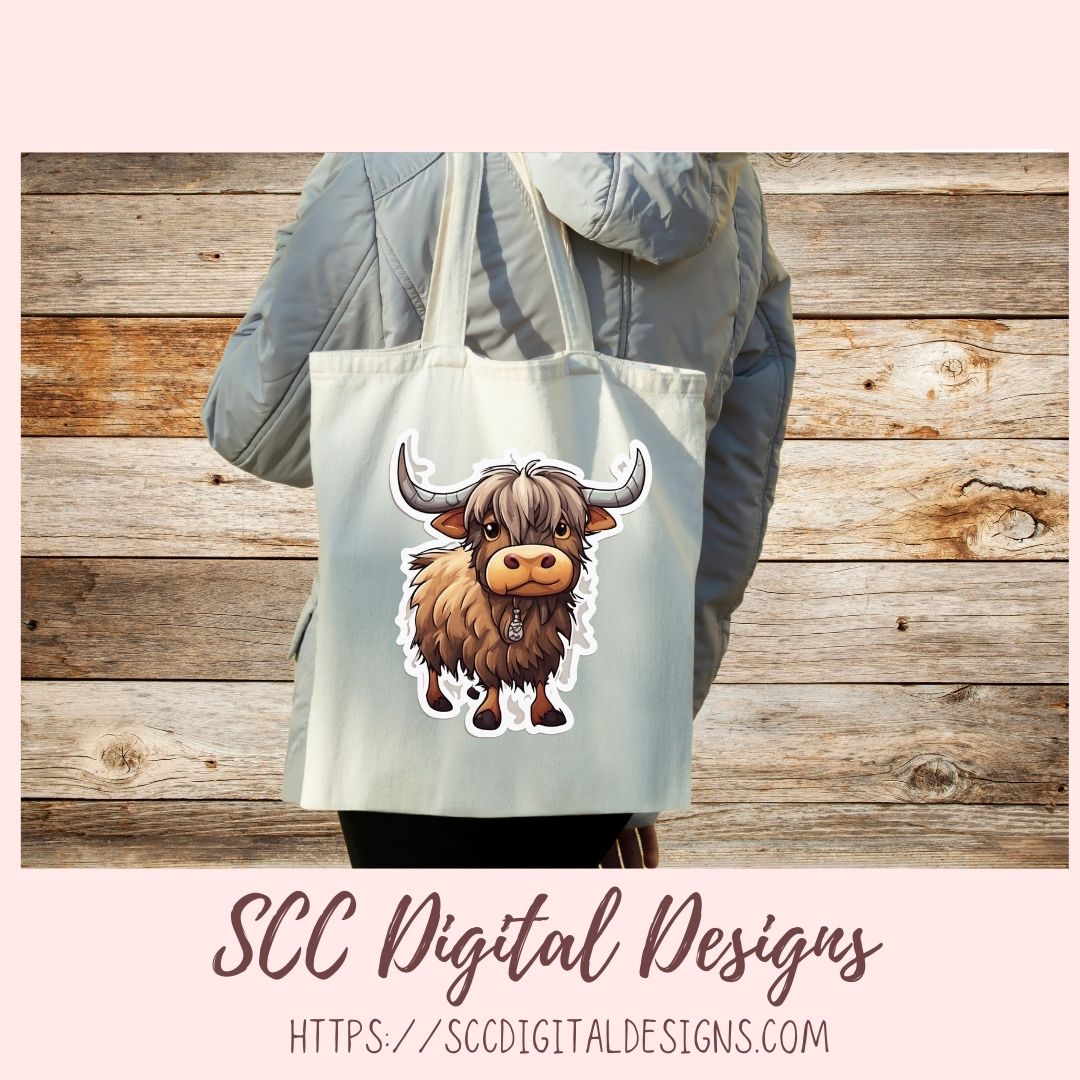 Highland Cows Sticker Pack for Digital Planners, Journals, Notes & Digital Scrapbooking, DIY Cow Lover Decals, Instant Download Pre-Cropped Goodnotes Compatible PNG Images
