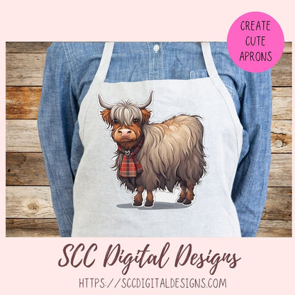 Highland Cows Sticker Pack for Digital Planners, Journals, Notes & Digital Scrapbooking, DIY Cow Lover Decals, Instant Download Pre-Cropped Goodnotes Compatible PNG Images