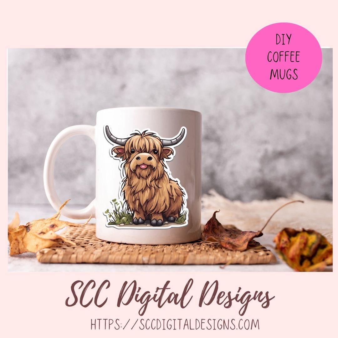Highland Cows Sticker Pack for Digital Planners, Journals, Notes & Digital Scrapbooking, DIY Cow Lover Decals, Instant Download Pre-Cropped Goodnotes Compatible PNG Images