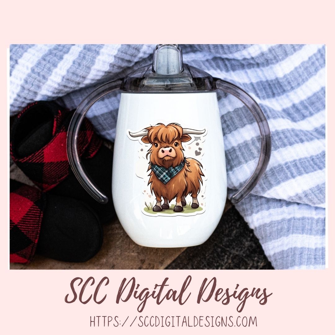 Highland Cows Sticker Pack for Digital Planners, Journals, Notes & Digital Scrapbooking, DIY Cow Lover Decals, Instant Download Pre-Cropped Goodnotes Compatible PNG Images