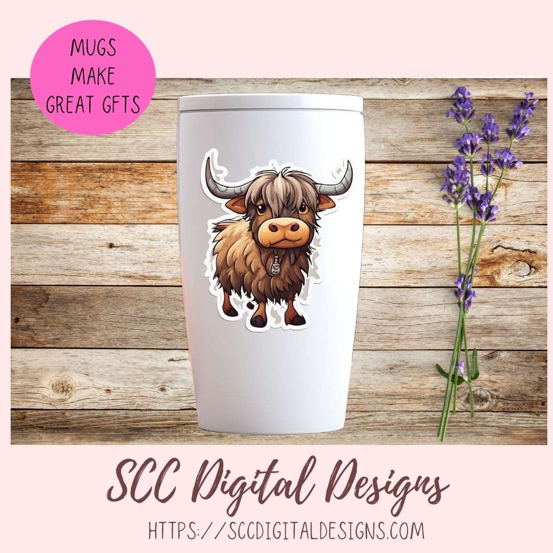 Highland Cows Sticker Pack for Digital Planners, Journals, Notes & Digital Scrapbooking, DIY Cow Lover Decals, Instant Download Pre-Cropped Goodnotes Compatible PNG Images