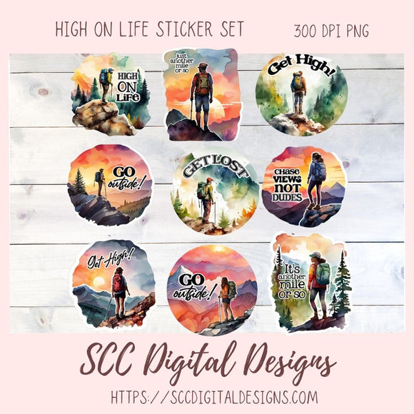 High on Life Digital & Printable Sticker Set for Digital Planners, Journals & Scrapbooking,  DIY Gift for Mom, Instant Download Ccommercial Use Art