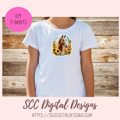 Floral Horse PNG Stickers for Digital or Paper Planners, Pre-Cropped Goodnotes Compatable for Women, Printable Clip Art Scrapbook Elements