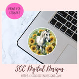 Floral Horse PNG Stickers for Digital or Paper Planners, Pre-Cropped Goodnotes Compatable for Women, Printable Clip Art Scrapbook Elements