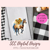 Floral Horse PNG Stickers for Digital or Paper Planners, Pre-Cropped Goodnotes Compatable for Women, Printable Clip Art Scrapbook Elements