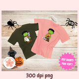 Little Frankie Trick or Treat Clipart Set, Cute Frankenstein PNGs, Halloween Candy Digital Download for Crafts, Stickers & Sublimation