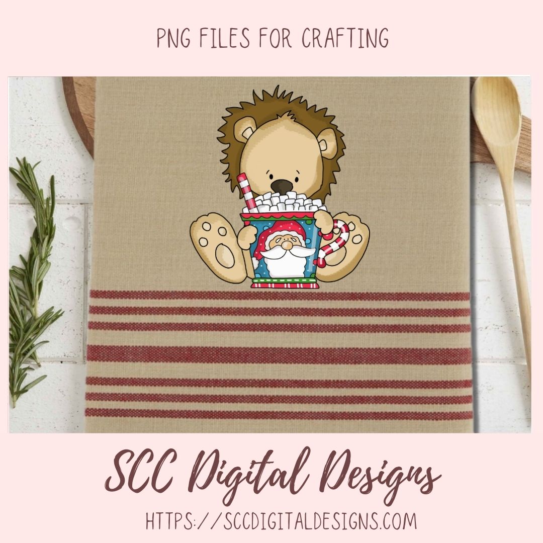 Whimsical Christmas Clipart, Lion Hot Cocoa Mugs, Reindeer, Snowmen, & Santa PNGs, DIY Greeting Cards, Gift Tags, Digital Scrapbook Elements