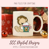 Whimsical Christmas Clipart, Lion Hot Cocoa Mugs, Reindeer, Snowmen, & Santa PNGs, DIY Greeting Cards, Gift Tags, Digital Scrapbook Elements