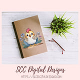 Funky Chicken Digital Planner Stickers, Hand Drawn Colorful Printable Pre-Cropped PNG Images, Goodnotes Compatible, Scrapbook Elements