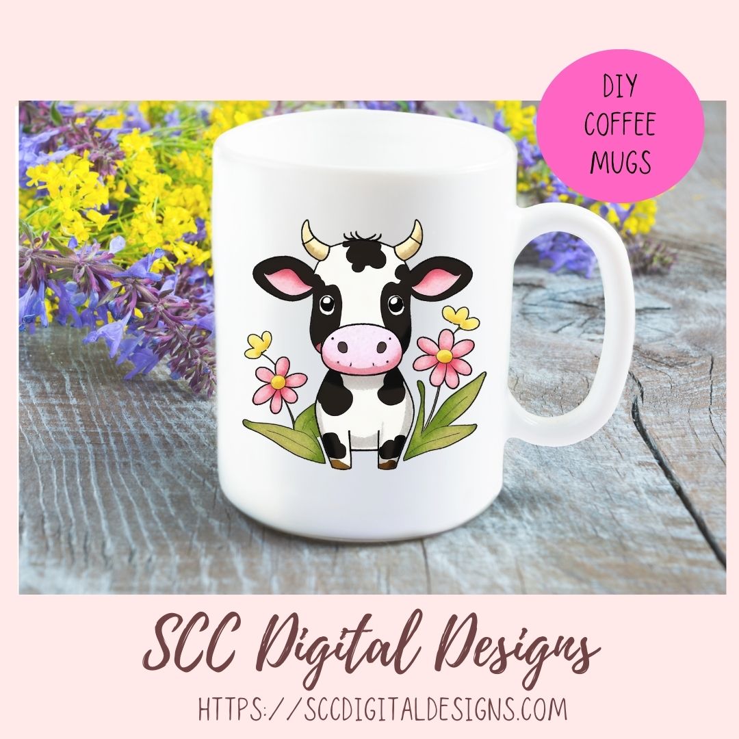 Black & White Cows Digital Planner Stickers, Hand Drawn Colorful Printable Pre-Cropped PNG Images, Goodnotes Compatible, Scrapbook Elements