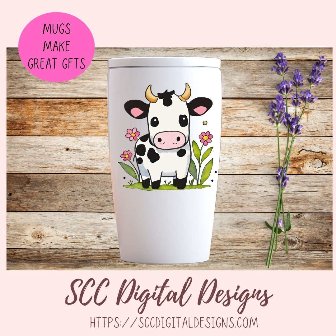 Black & White Cows Digital Planner Stickers, Hand Drawn Colorful Printable Pre-Cropped PNG Images, Goodnotes Compatible, Scrapbook Elements