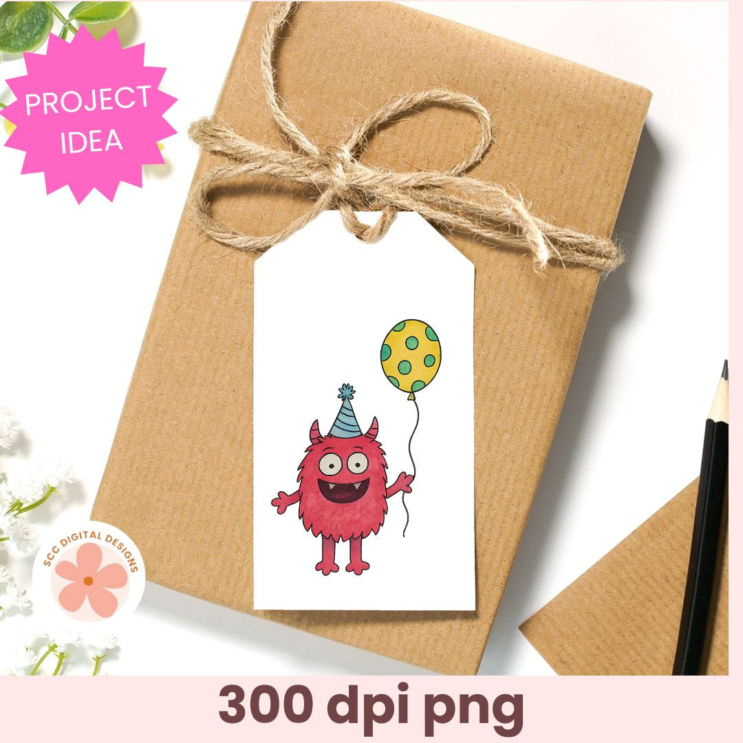 Gift box with a cartoon monster tag and 'Project Idea' label