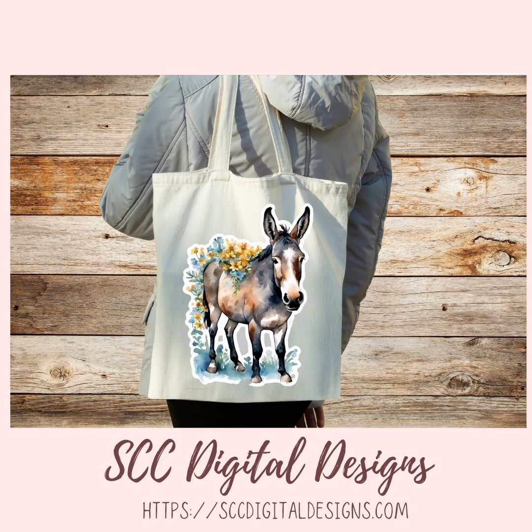 Mule PNG Digital Sticker Pack, Farm Animals Pre-Cropped Print and Cut Stickers for Paper Planners, Goodnotes Compatible Planner Accessories
