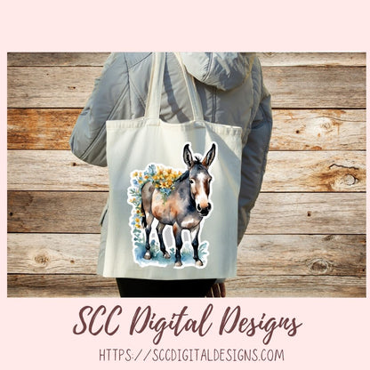 Mule PNG Digital Sticker Pack, Farm Animals Pre-Cropped Print and Cut Stickers for Paper Planners, Goodnotes Compatible Planner Accessories