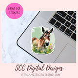 Mule PNG Digital Sticker Pack, Farm Animals Pre-Cropped Print and Cut Stickers for Paper Planners, Goodnotes Compatible Planner Accessories