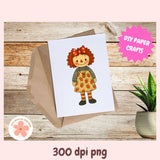 Card with a cartoon character on a wooden surface with 'DIY Paper Crafts' text.