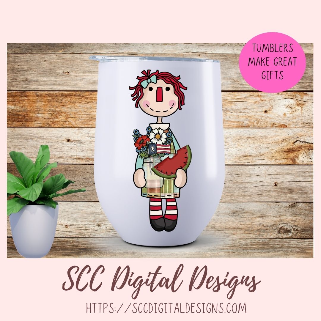 Annie Clipart Digital Download Primitive Doll Clip Art for Stickers for Women and Kids, Prim Sheep Flowers PNGs for T-Shirts or Mugs for Mom