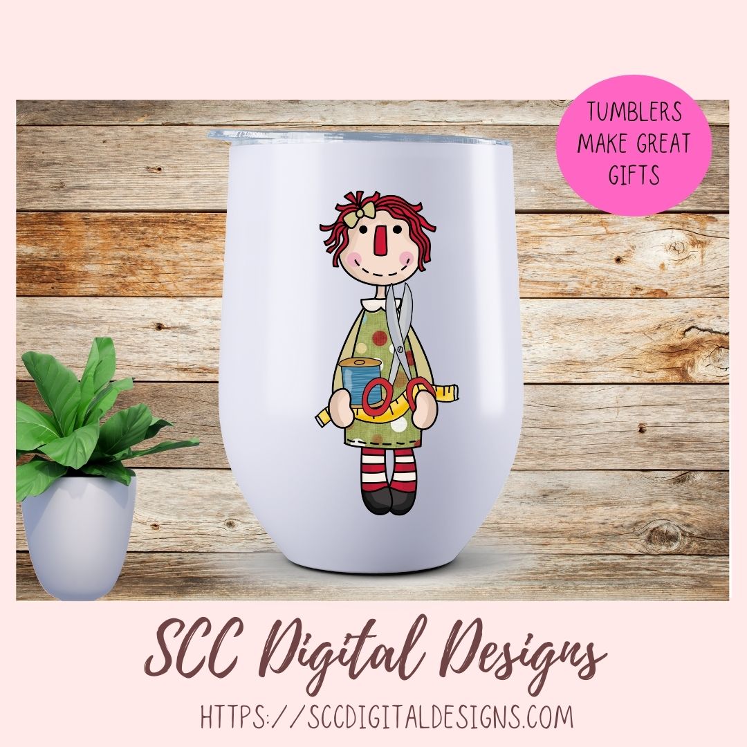 Annie Clipart, Vintage Sewing Machine PNG, Pin Cushion, Seam Ripper Digital Download Primitive Doll Clip Art for T-Shirts for Women and Kids