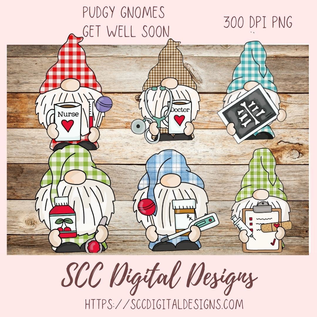 Get Well Soon Clip Art, Medical Chart, Xray, Coffee Cup Clipart, Cute Pudgy Gnome PNG for Stickers for #1 Nurse, DIY Doctor Thank You Cards